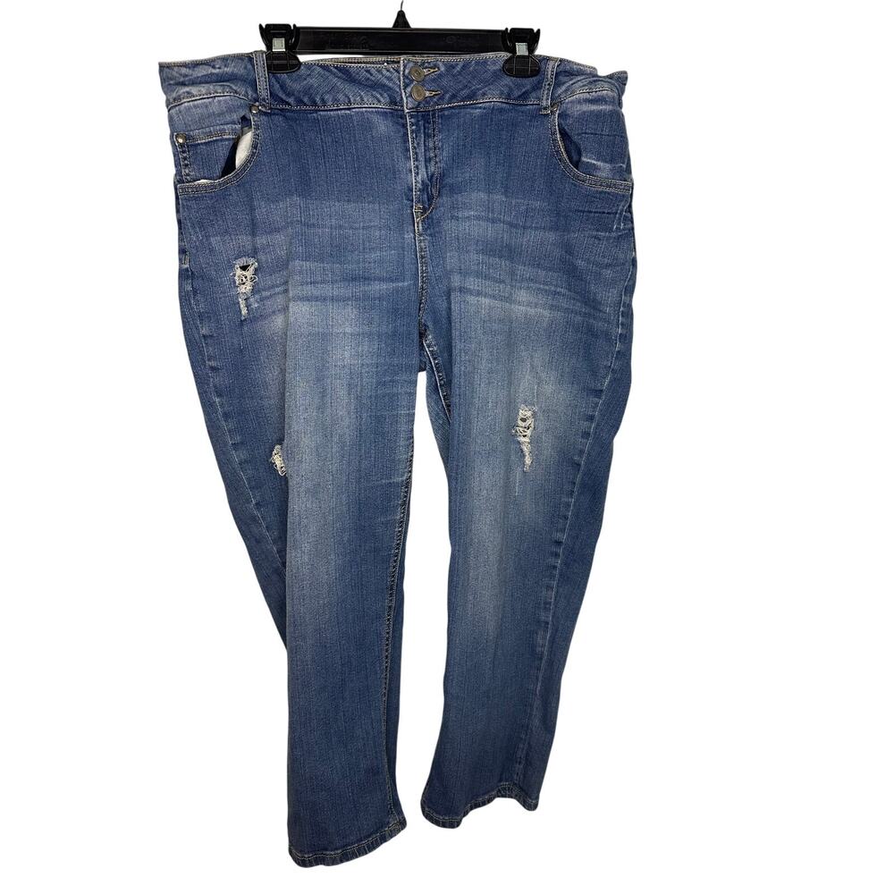 Lane Bryant Ankle Jeans Women's Plus Size 22 Distressed Medium Stretch Straight - Picture 2 of 6